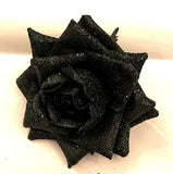 Black Clip on Rose Ornament