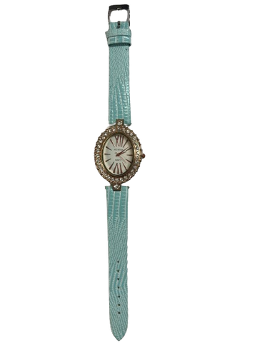 Oval Faced Watch with Turquise Band