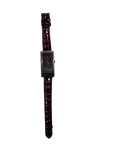 Rectangular Black Face Watch with Purple Band