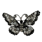 Black and Clear Rinestone Butterfly Brooch