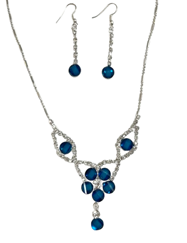 Blue Jem Necklace and Earring Set