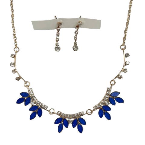 Blue Leaf Necklace and Earring Set