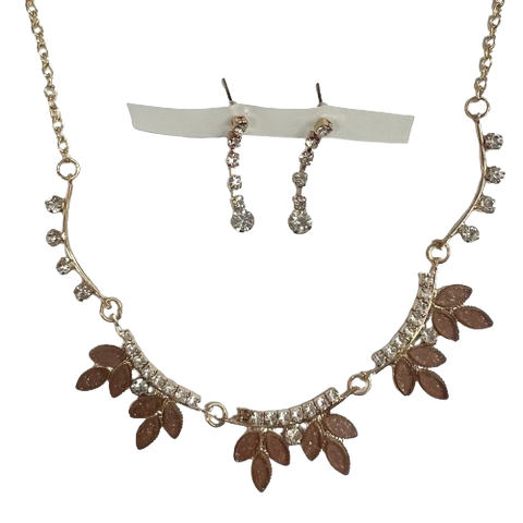 Brown Leaf Necklace and Earring Set