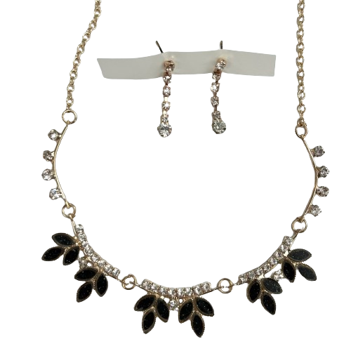 Black Leaf Necklace and Earring Set