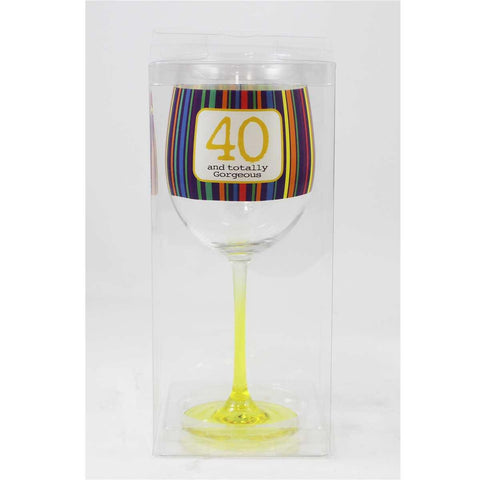 40th Wine Glass with Sentiment