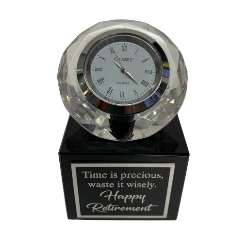 Diamond Clock on Black Base with Sentiment