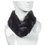 Black Scarf with Pom Poms and Magnetic Closure