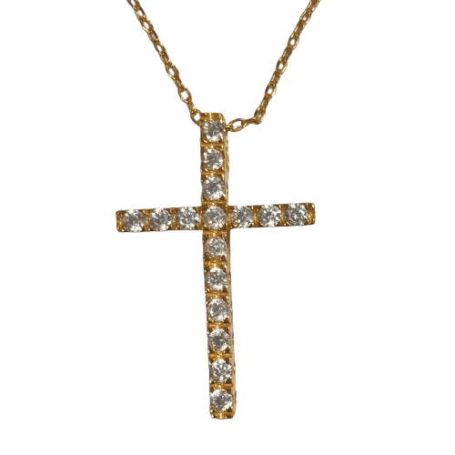 Gold Vermeil Cross with Cubic Zirconia