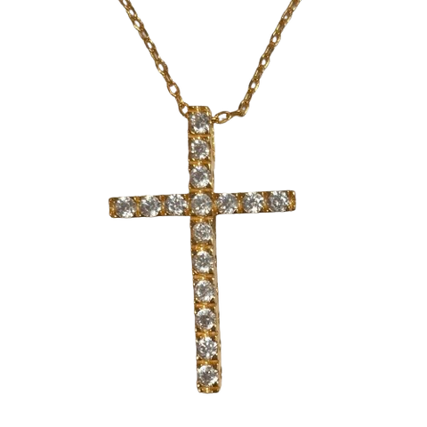 Gold Vermeil Cross with Cubic Zirconia