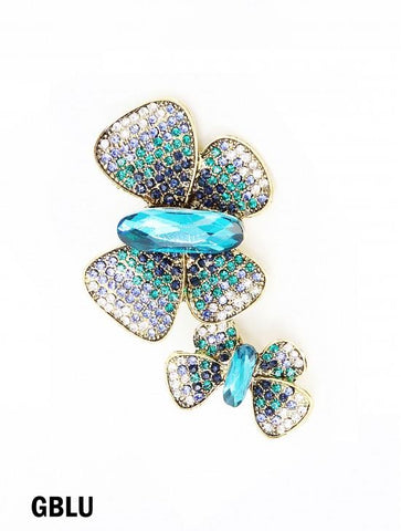 Double Turquoise Butterfly Brooch