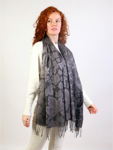 Black Maple Leaf Pashmina