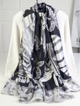 Black and Grey Scarf with Zebra