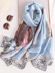 Pale Blue Patterened Scarf