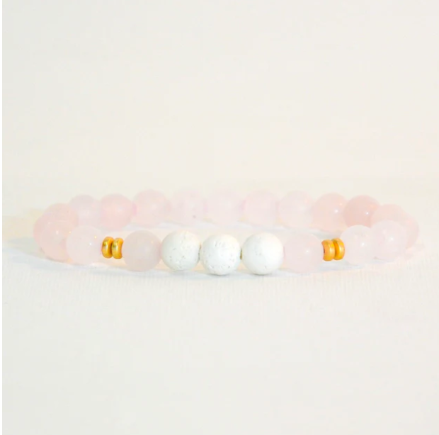 Rose Quartz and White Lava Stone Bracelet