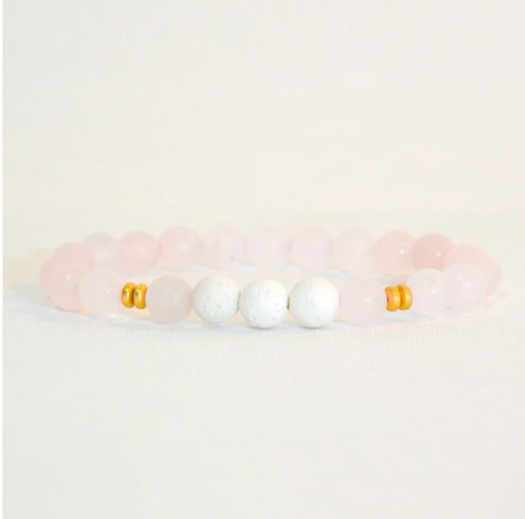 Rose Quartz and White Lava Stone Bracelet