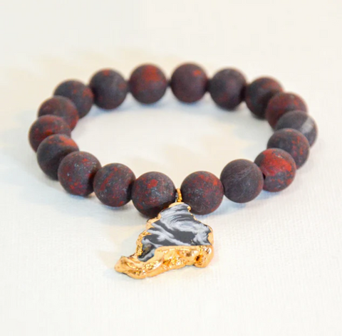 Poppy Jasper Bracelet with Hanging Stone