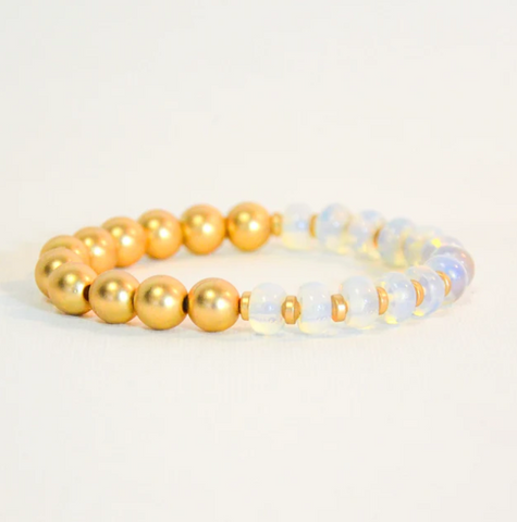 Moonstone Bracelet with Matte Gold Beads