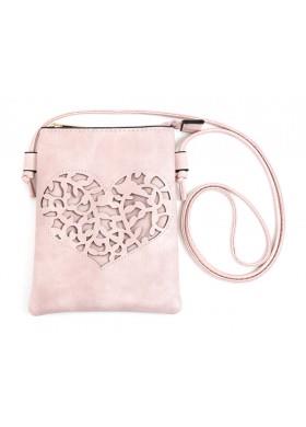 Pink Crossbody Purse with Heart Detail