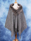 Grey Cape with Faux Fur Trim