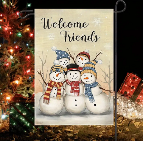 Snowman "Welcome" Garden Flag