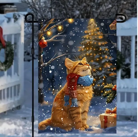 Christmas Cat Garden Flag