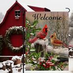 Winter Cardinals Garden Flag