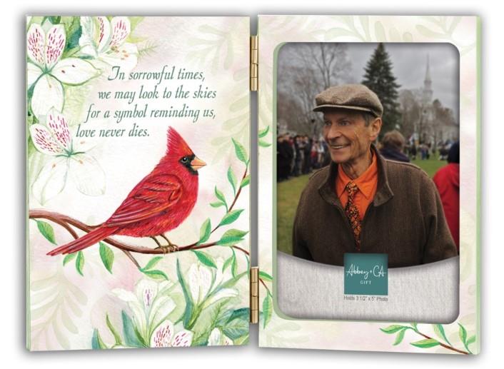 Memorial Cardinal Hinged Photo Frame – “Love Never Dies”