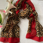 Leopard Print with Red Trim Scarf