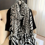 Black and White Animal Print Scarf