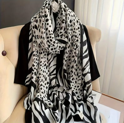 Black and White Animal Print Scarf