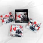 4 Coaster Set with Moose and Bear