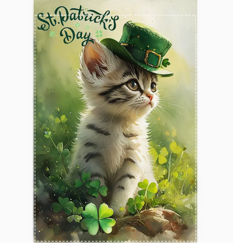 St. Patrick's Day Kitty Garden Flag