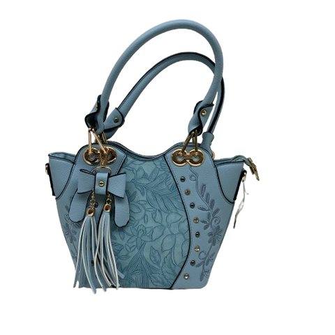 Blue Purse with Embroidered Detail