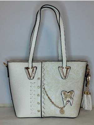 White Purse with Buttefly Detail