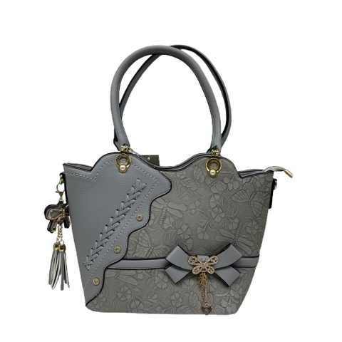 Grey Purse with Butterfly Detail