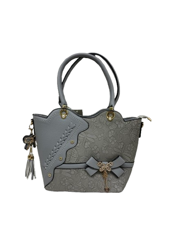 Grey Purse with Butterfly Detail