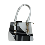 White Purse with Black Plaid Detail