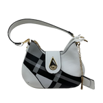 White Purse with Black Plaid Detail