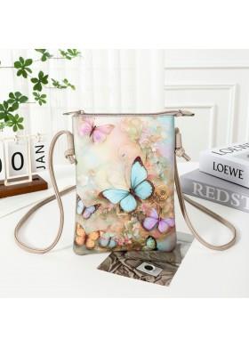Crossbody Purse – Hand-Painted Butterfly & Floral Design