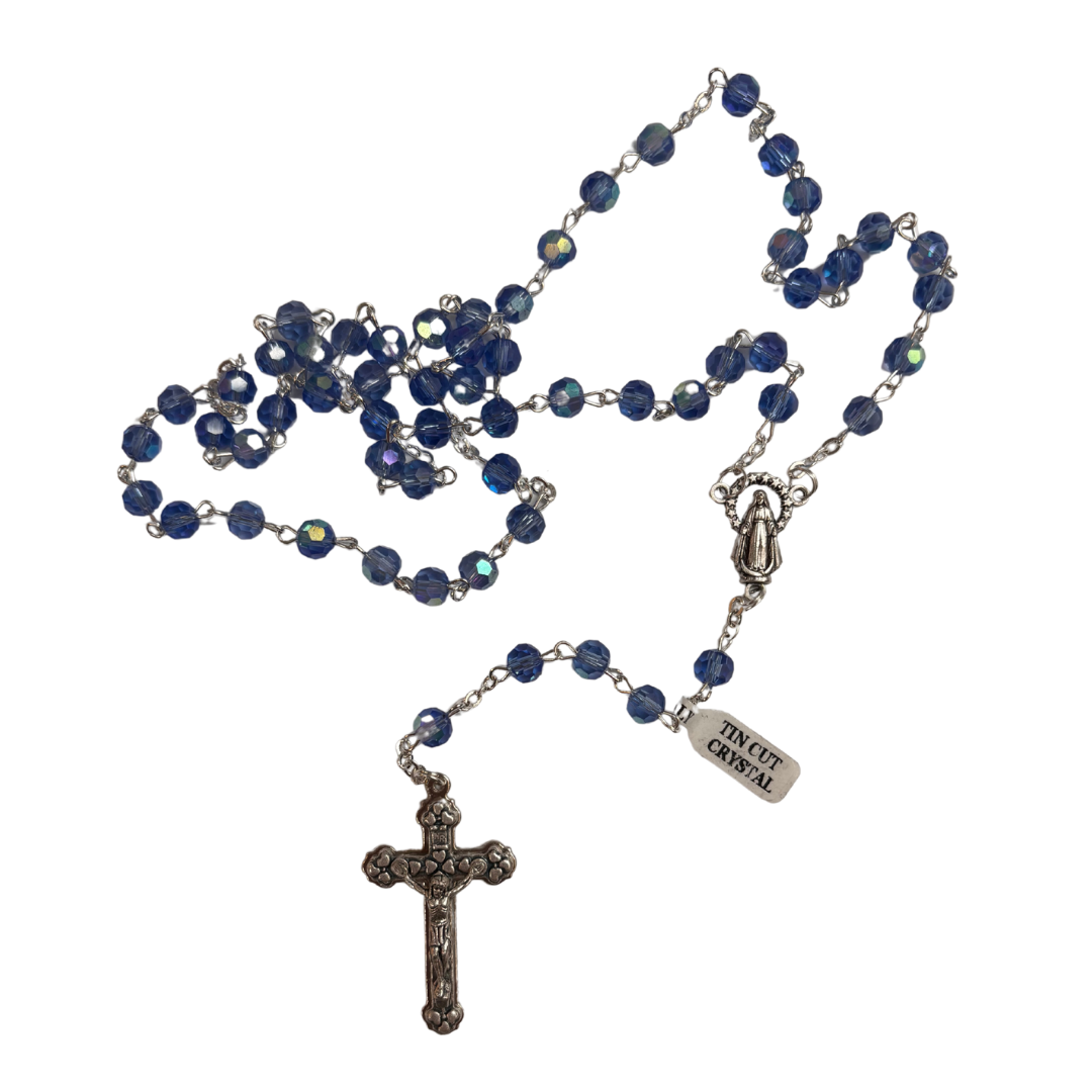 Pale Blue Crystal Beaded Rosary