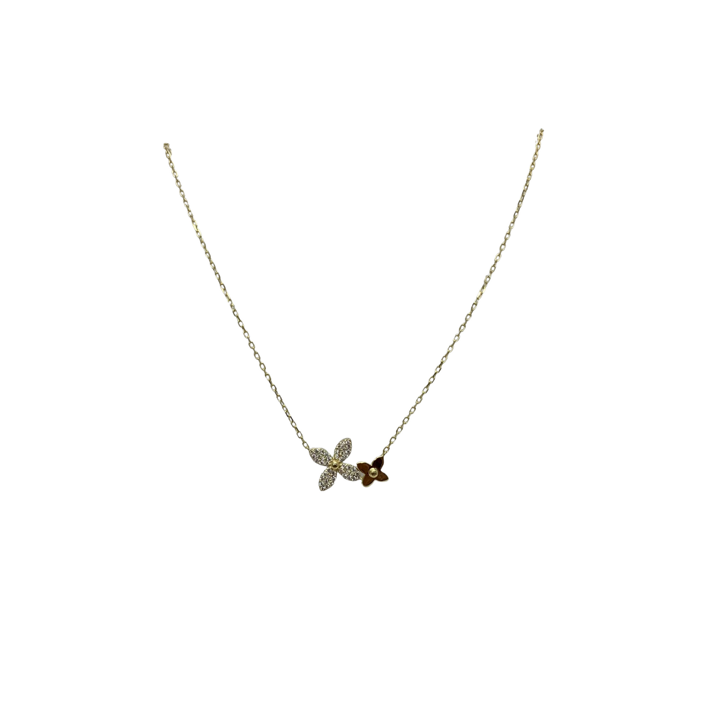 Gold necklace with double Flowers