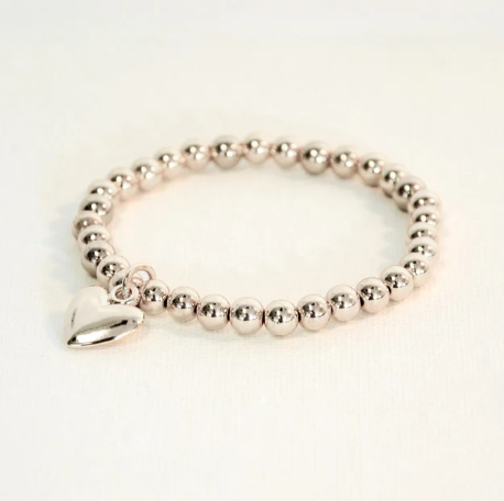 Stretch Bracelet | Hanging Heart. Silver