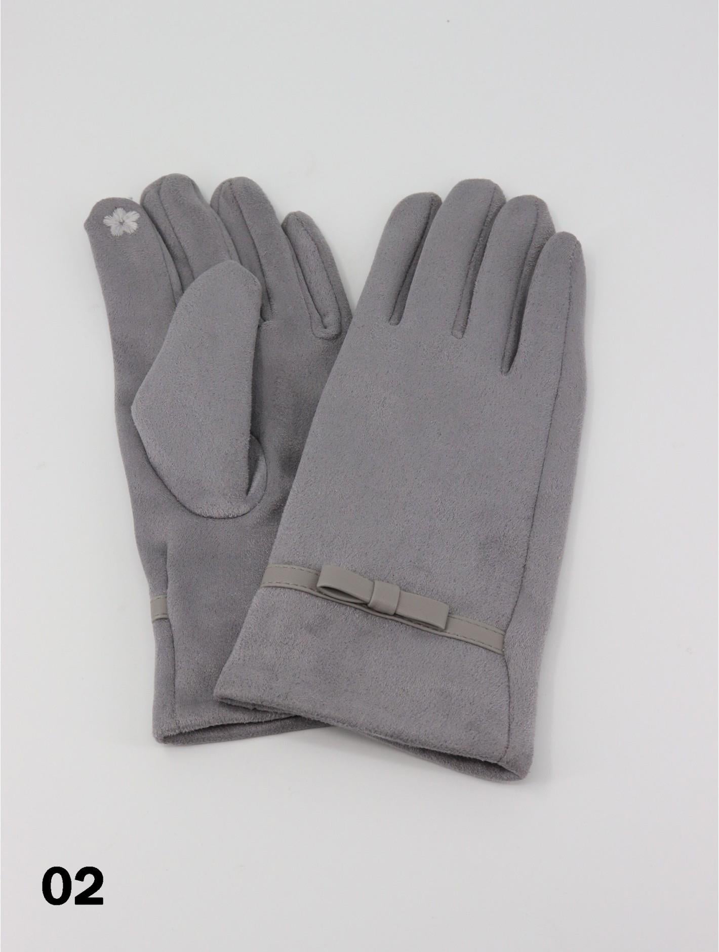 Faux Suede Grey Gloves