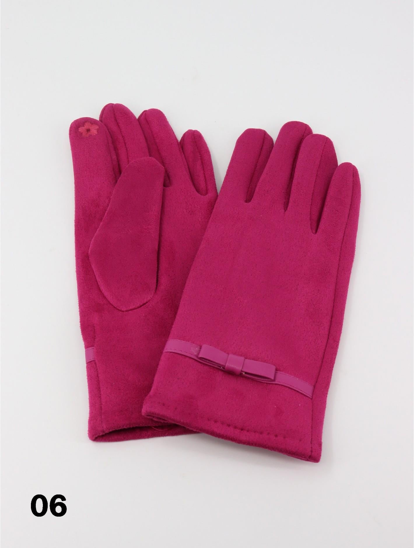Faux Suede Fushia Gloves