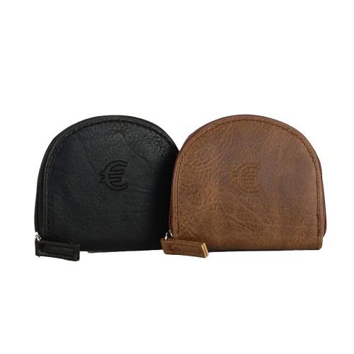 Black Leather Sorting Change Purse