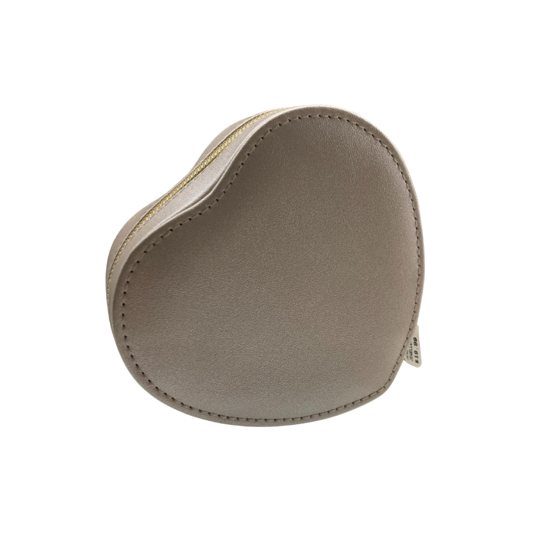 Pearl White Heart Zippered Jewelry Box