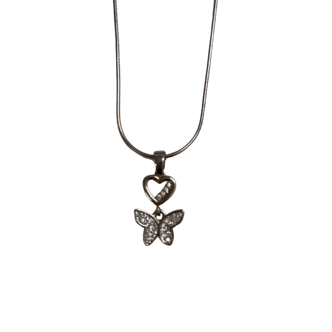 Butterfly and Heart Necklace