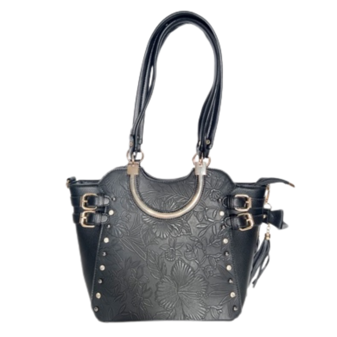 Black Tooled Leather Purse