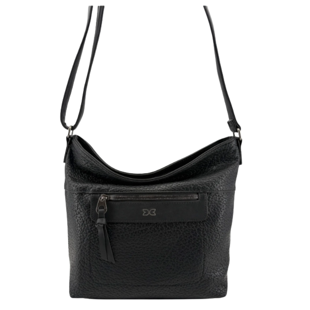 Black Vegan Leather Shoulder Bag