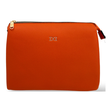 Orange Pebbled Vegan Leather Shoulder Bag – 10"x7"x4"